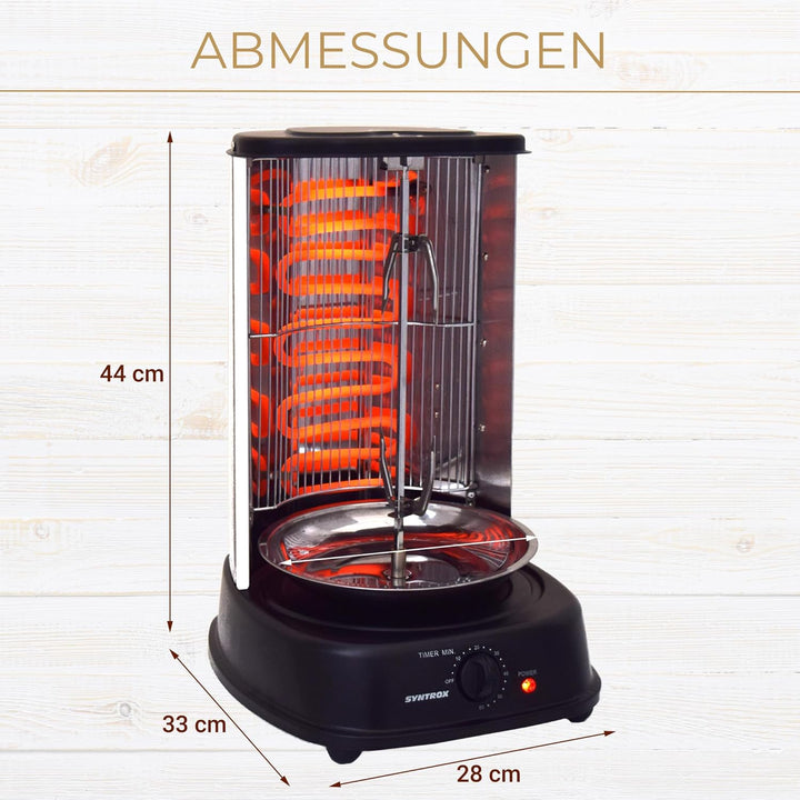 Syntrox Germany Chef Grill RO-2000W-21 L BSS Dönergrill Gyrosgrill Hähnchengrill mit Zubehör, mit Zu