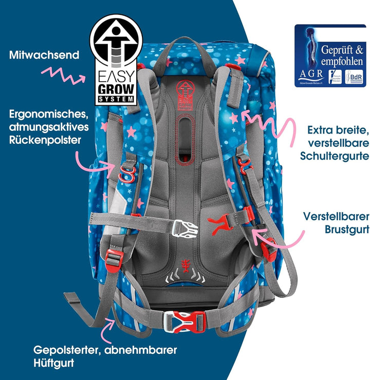 Step by Step Giant Schulranzen-Set, 5-teilig, ergonomischer Tornister mit Reflektoren, höhenverstell