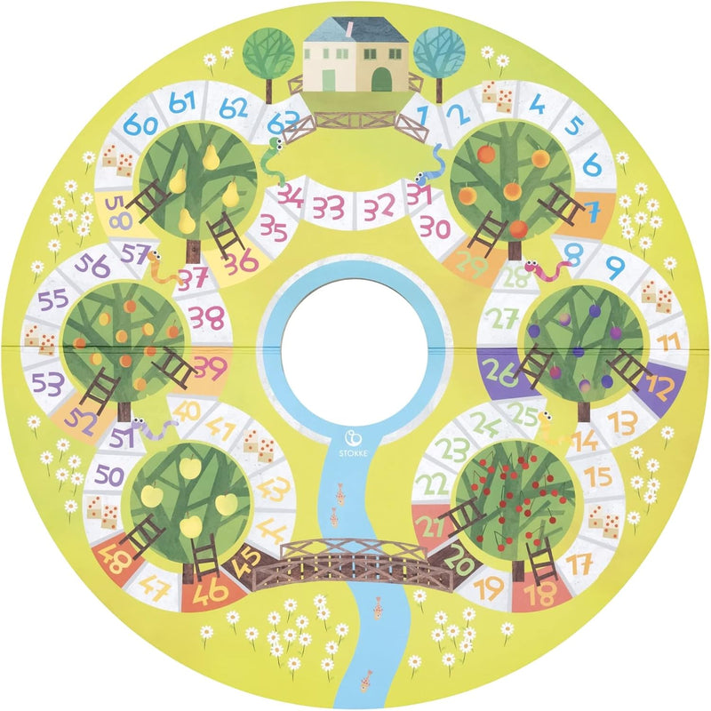Stokke MuTable Spielscheibe, Früchte & Gemüse - 2023 Neugestaltung - Doppelseitiges Brettspiel- Inkl