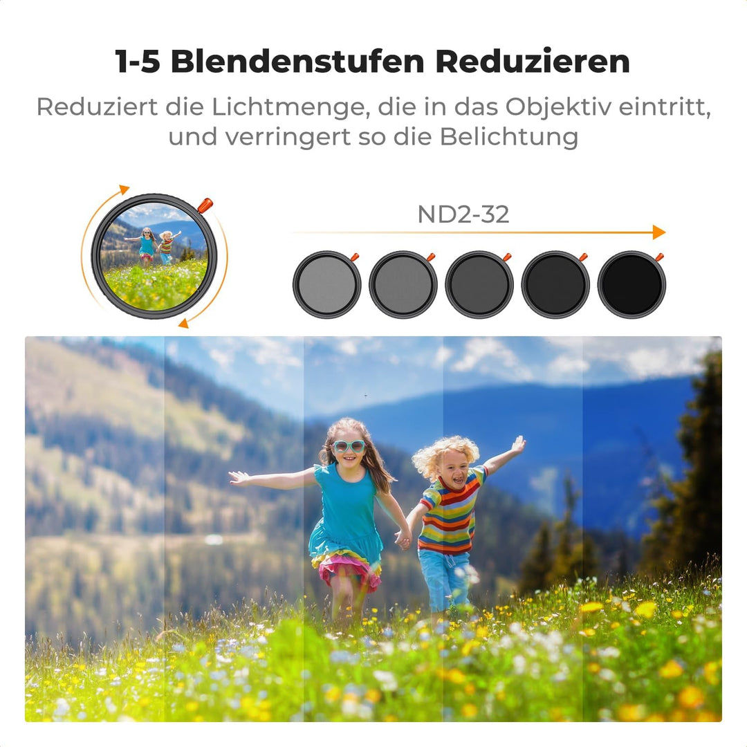 K&F CONCEPT 3-IN-1 Filter 82mm Polfilter&ND2-ND32&Black Mist 1/4 Filter mit 28 Schichten Nanobeschic