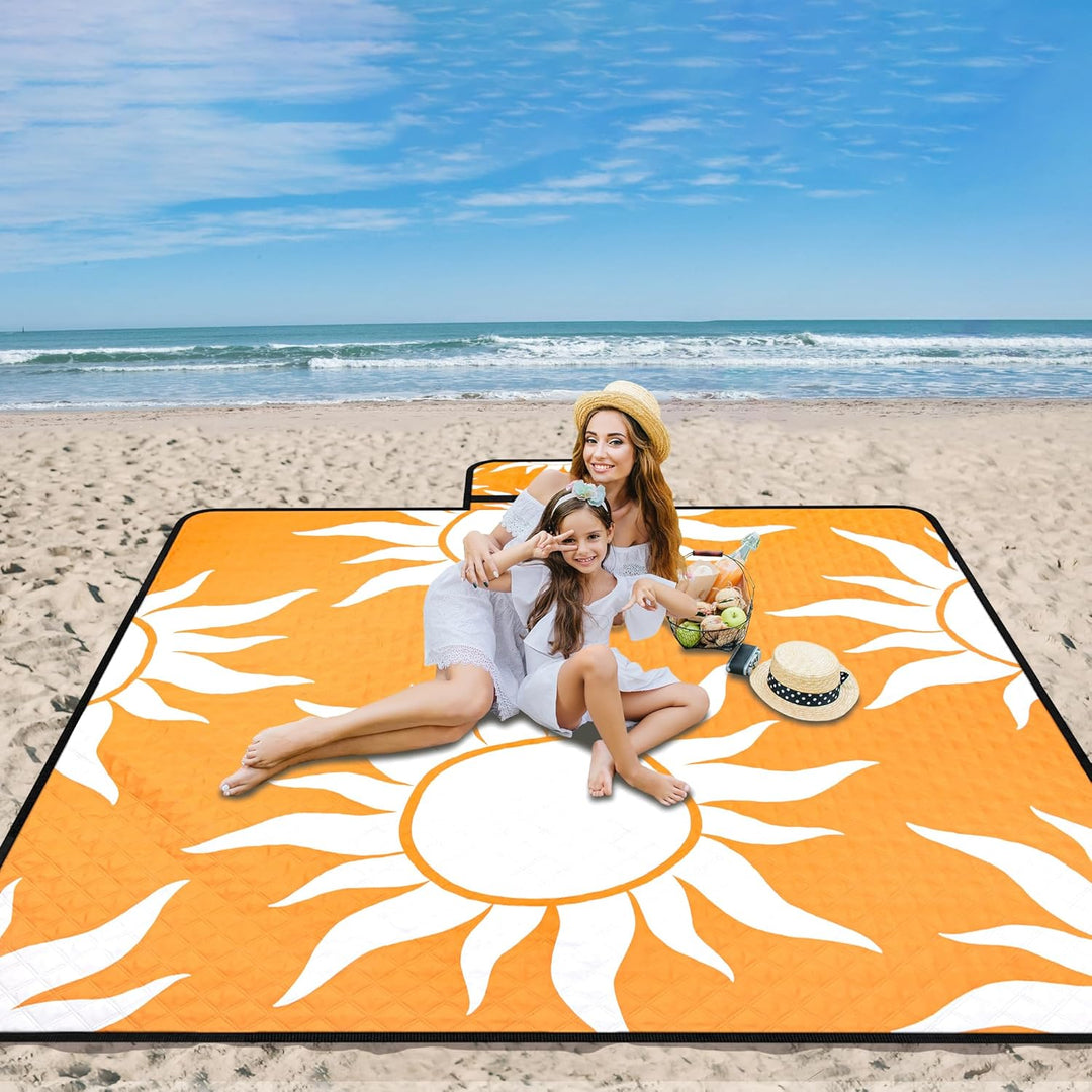 Picknickdecke 200x200 cm，XXL Stranddecke wasserdicht sandfrei, faltbare Strandmatte aus Dreischichti