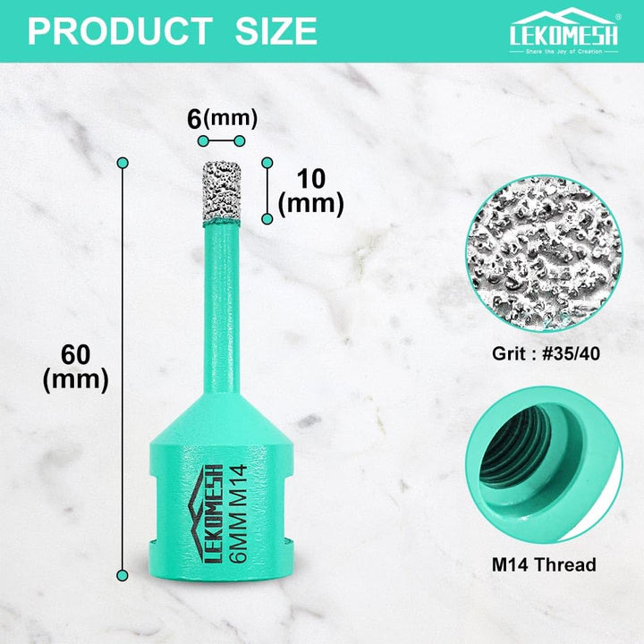 Diamantbohrkrone Fliesenbohrer 5Stück 6MM Lochsäge - LEKOMESH Für Porzellan Keramik Fliesen Marmor G