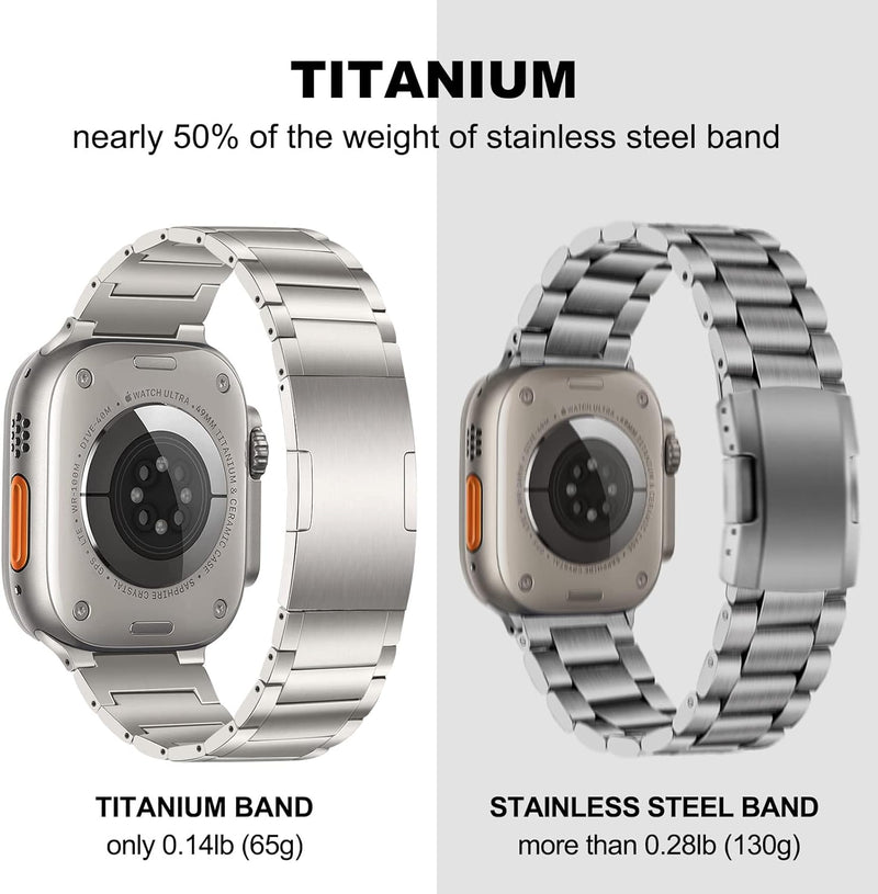 TRUMiRR Kompatibel mit Apple Watch Ultra 2 49mm Titan Armband, Titan Metall Uhrenarmband Business Ar