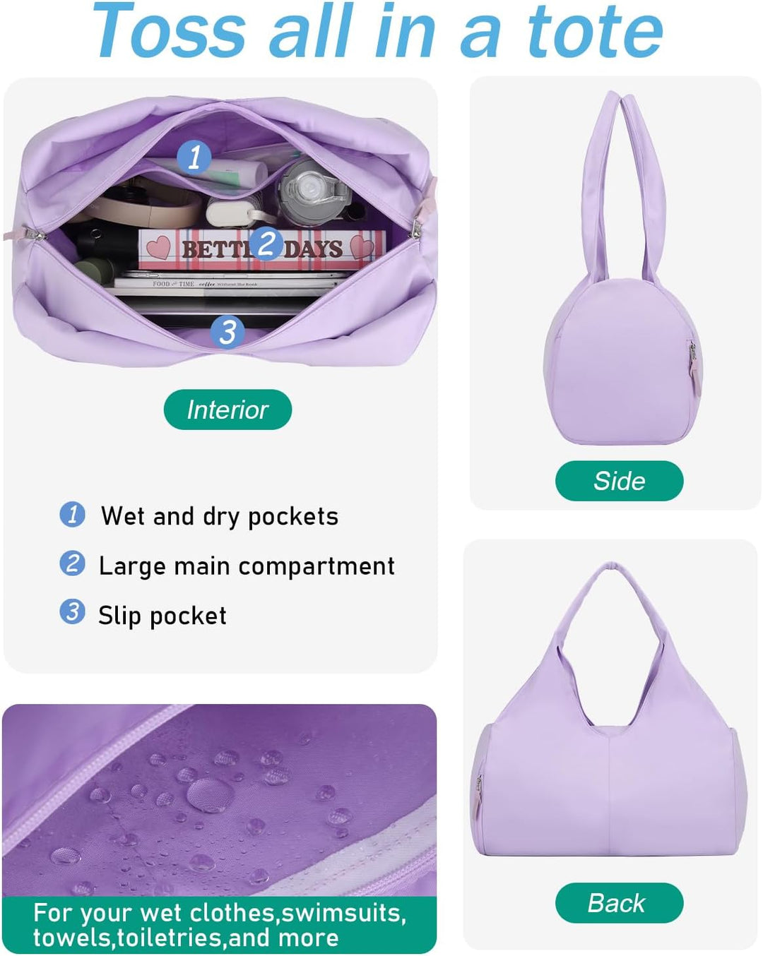Reisetasche Sporttasche Damen Handgepäck mit Schuhfach & Nassfach Trainingstasche kleine Sport Tasch