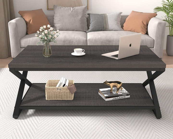 HSH Couchtisch Holz Wohnzimmertisch für Couch Moderner Wohnzimmer Tisch mit Stauraum Stabiler Sofati