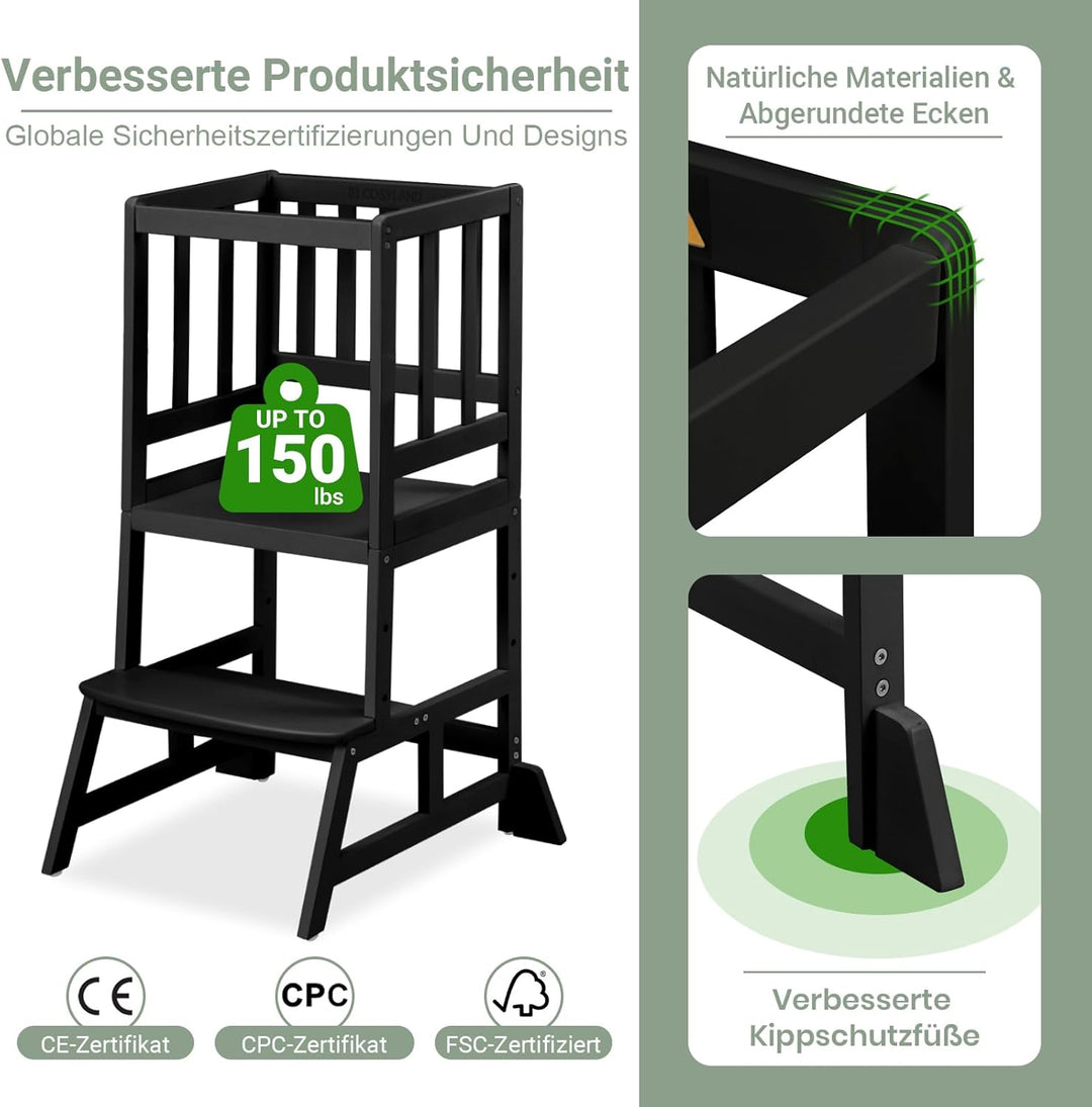 COSYLAND Montessori Lernturm ab 1 Jahr – Höhenverstellbarer Kinder Lernturm & Learning Tower für Küc
