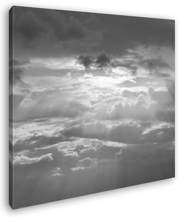 Licht bricht durch die Wolken Format: 70x70 Effekt: Schwarz&Weiss als Leinwandbild, Motiv fertig ger