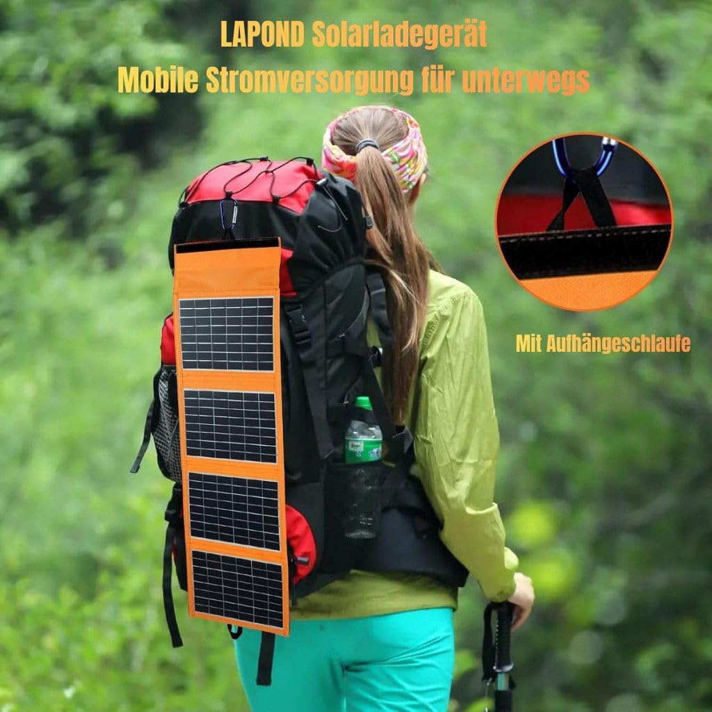Faltbares Solarpanel 30W, Monokristallin, 2 USB-Ausgänge, Ultraleicht & Robust, Tragbar für Camping,
