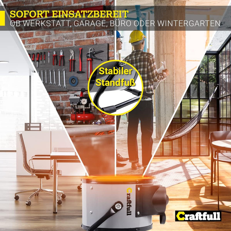 Craftfull Heizlüfter Bauheizer HL1000 | 𝟯 𝐉𝐀𝐇𝐑𝐄 𝐆𝐀𝐑𝐀𝐍𝐓𝐈𝐄 - Keramik Heizstrahler 2000 Watt - Elektroh