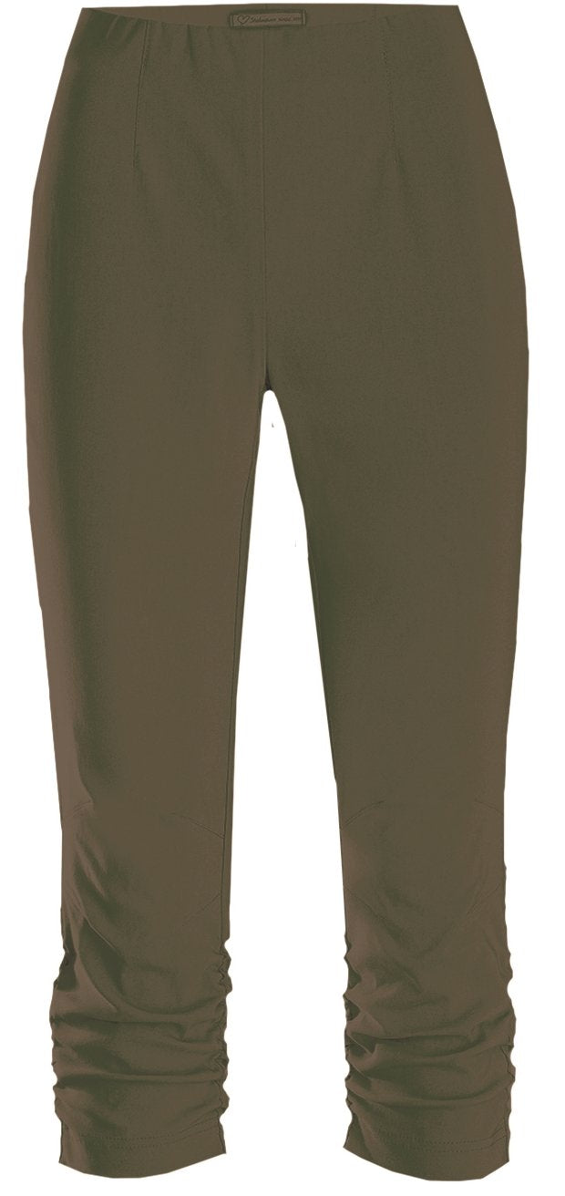 Stehmann Maria-530 Caprihose, Raffung unten am Bein 34 Khaki, 34 Khaki