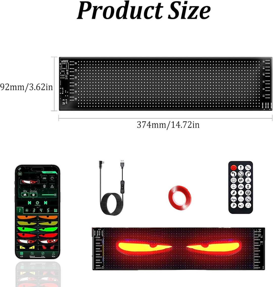 Devil Eyes Light for Cars, 92 * 374mm Programmierbar Laufschrift Led Anzeige mit App-Steuerung, c Au