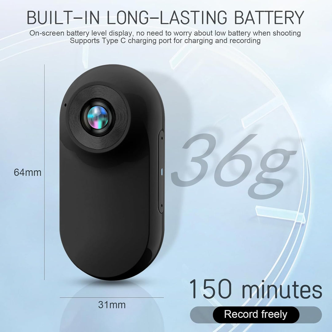 360° Action Kamera, Mini Action Cam1080P und 32 GB Speicherkarte Helmkamera, Magnetische Taschen-Dau