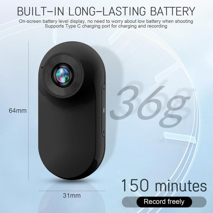 360° Action Kamera, Mini Action Cam1080P und 32 GB Speicherkarte Helmkamera, Magnetische Taschen-Dau