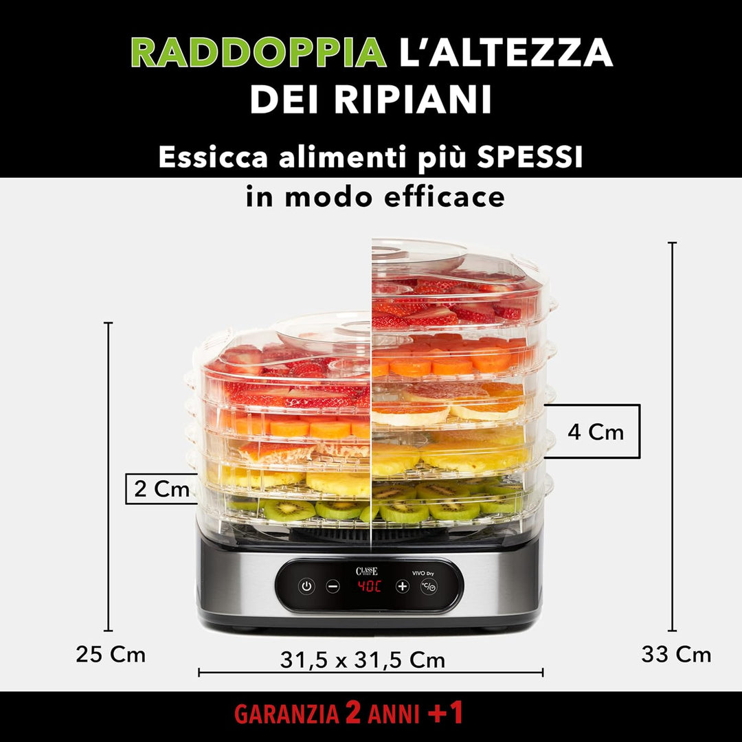 Classe Italy | Dörrgerät für Lebensmittel, niedriger Energieverbrauch, 5 Jahre italienische Garantie