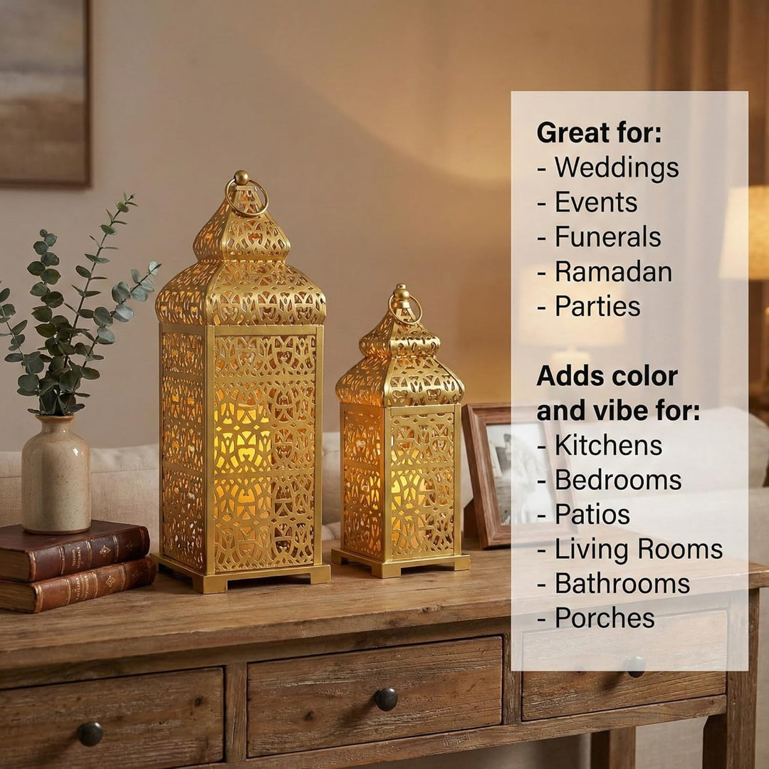 VELA LANTERNS Grosse goldene Tempel marokkanische Laterne Lampe Dekorative Kerzenhalter für Ramadan-