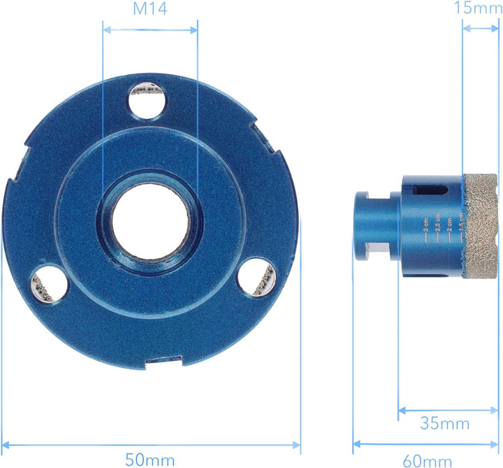 PRODIAMANT Diamant Fliesenbohrer 50 mm x M14 Fliese, Feinsteinzeug, Keramik für Winkelschleifer Prem