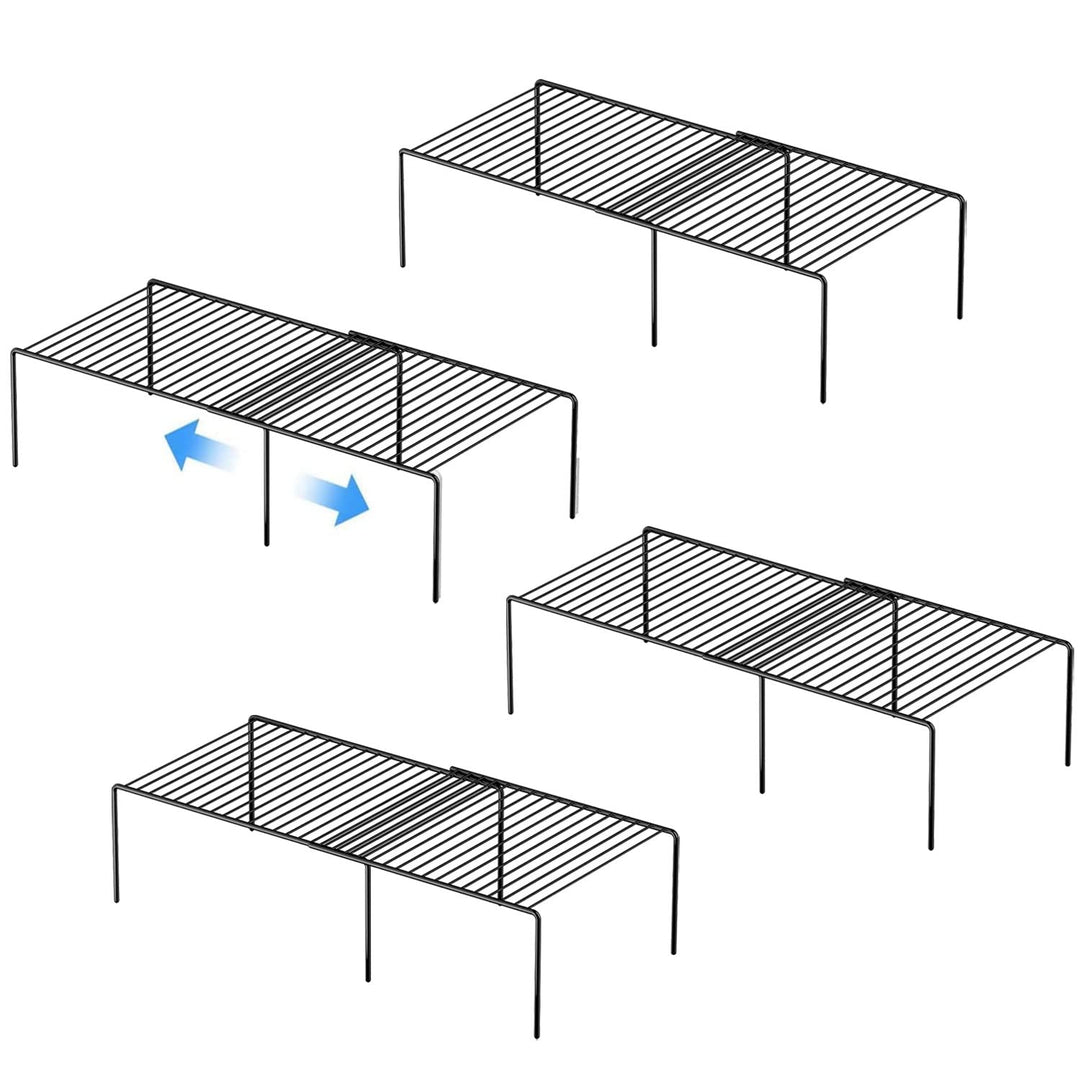 Küchenschrank Erweiterbares Regal Organizer Set von 4, Verstellbare Metalldraht Speisekammer Lagerre