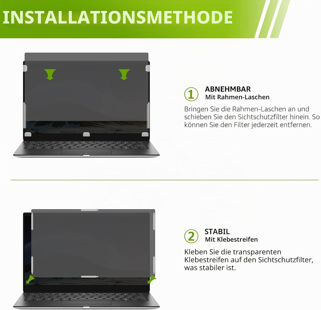 SOPPY Blickschutzfilter, 14 Zoll Laptop Blickschutzfolie, Laptop Screen Filter Datenschutz Bildschir
