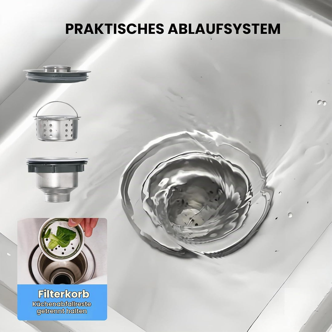 Edelstahl Spültisch 120x46x81CM, Freistehende Küchenspüle Gewerbliche Spülbecken Mit 1 Becken Wasser