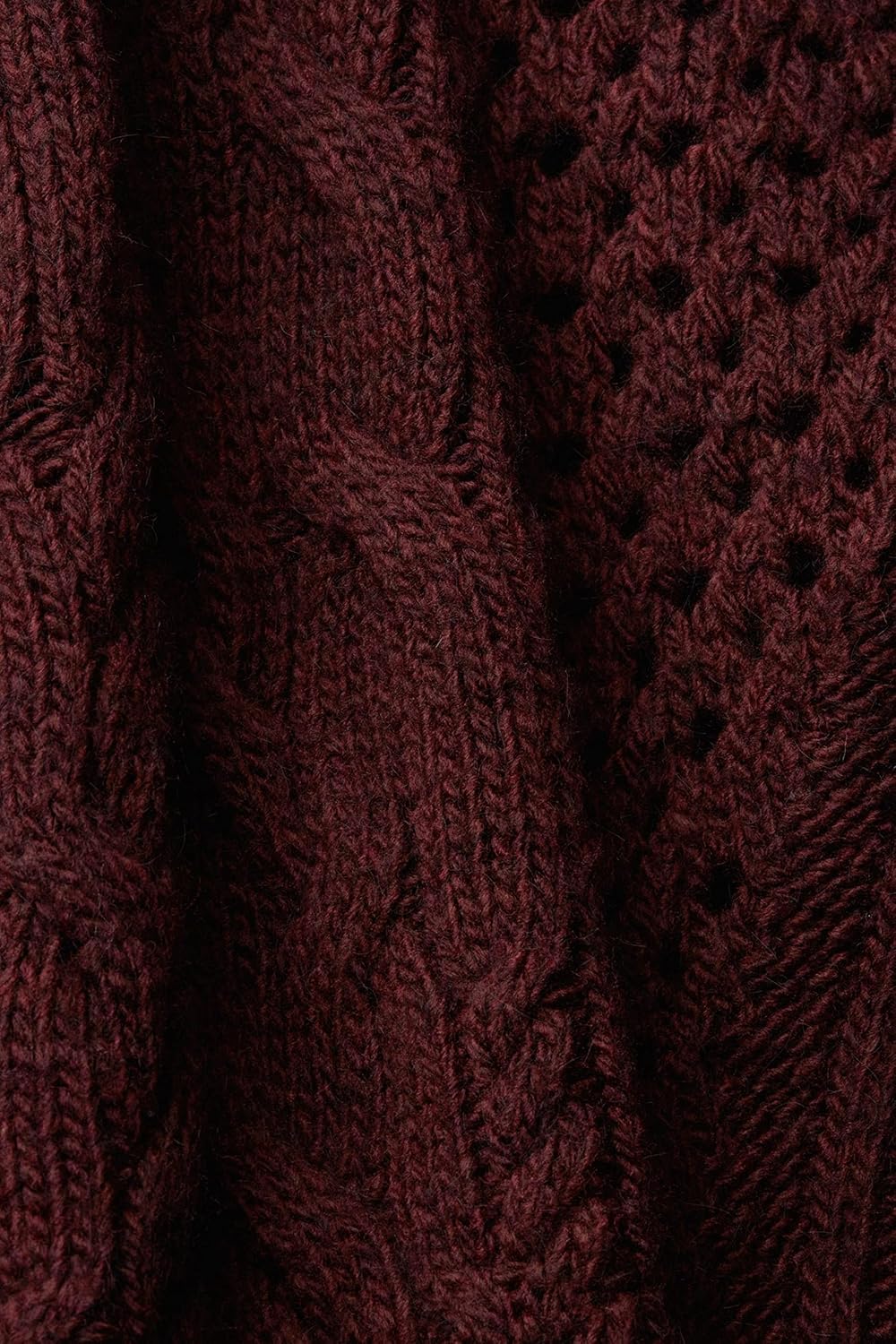 ESPRIT Pullover mit Zopf-Muster M Bordeaux Red, M Bordeaux Red