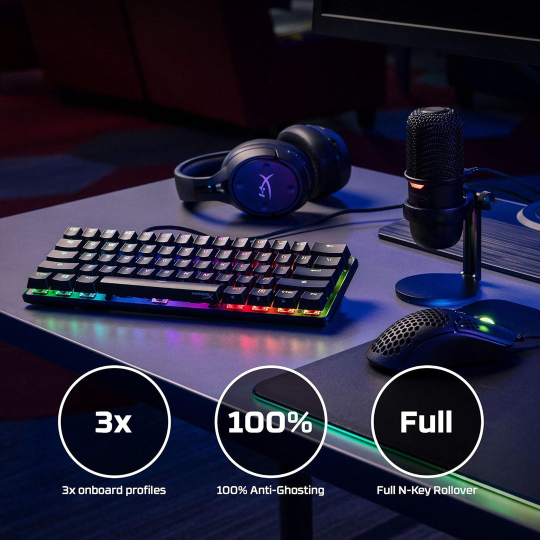 HyperX Alloy Origins 60 - Mechanische Gaming-Tastatur, Ultrakompakter 60% Formfaktor, HyperX Red Swi