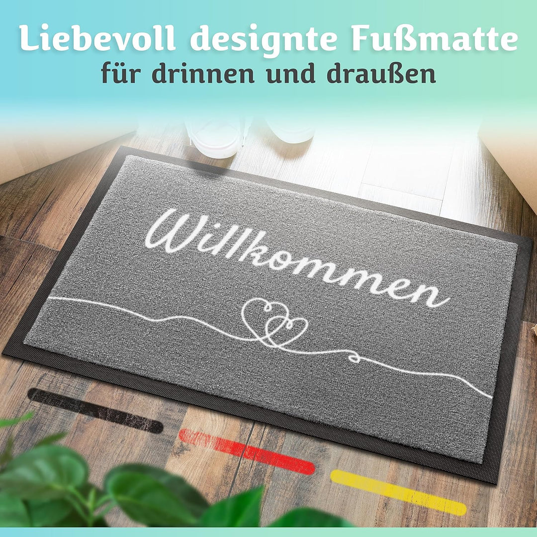 Fussmatte innen [waschmaschinenfest] in perfekter Grösse für die Haustür. Fussmatte schwarz 40x60 fu