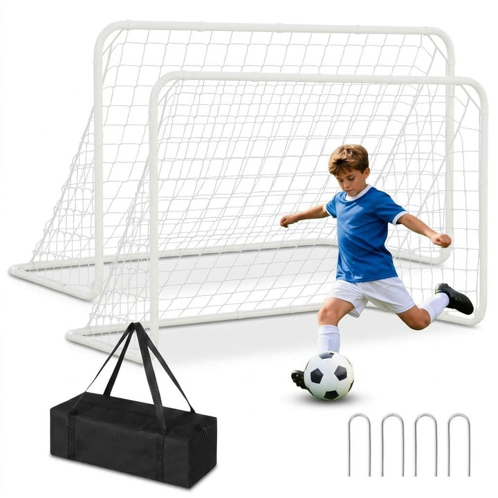 Fussballtore für Garten Kinder, 2er Set, Pop-up faltbar 182x121x124 cm, verstärkte Glasfaserstäben m