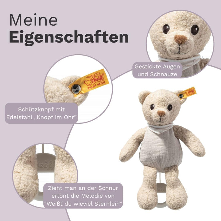 Steiff 242779 GOTS Noah Teddybär Spieluhr, BEIGE, 23cm