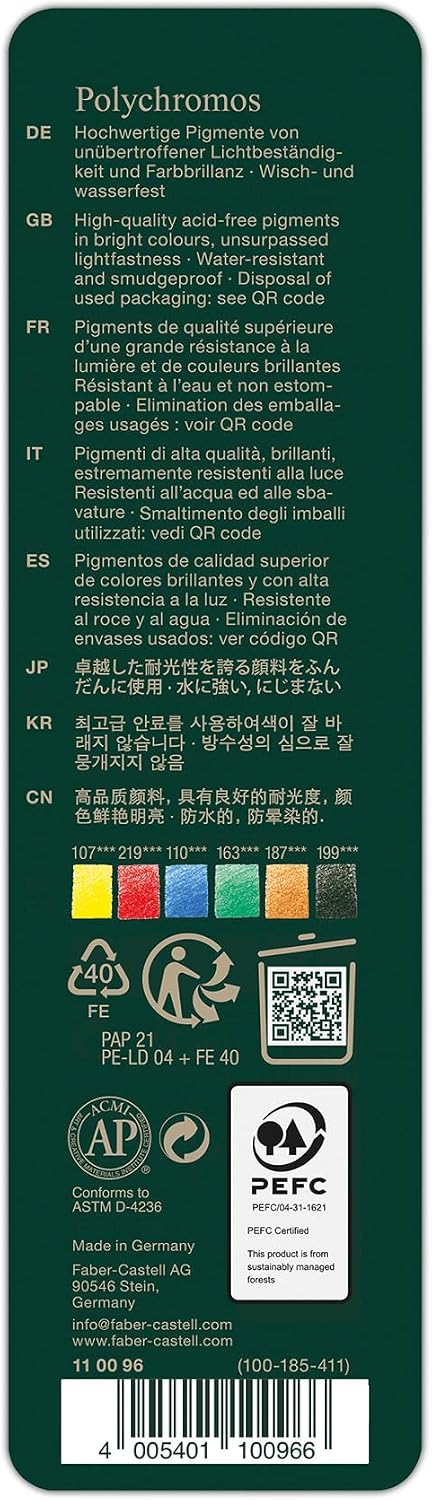 Faber-Castell 110096 Farbstifte Polychromos 24er Metalletui und Bleistift 9000 jumbo Set