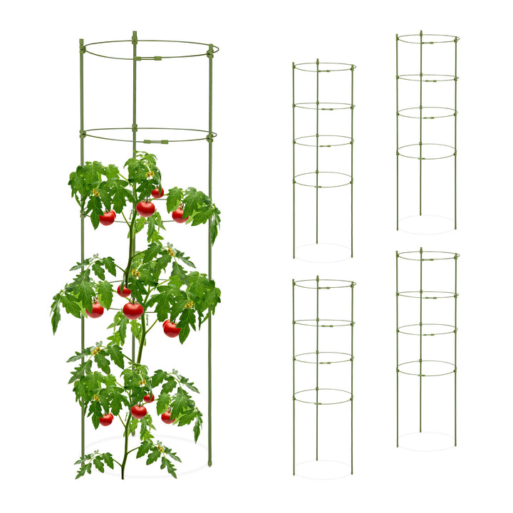 Relaxdays Rankhilfe, 5er Set, 4 Ringe, HxD: 90 x 28 cm, Blumen & Nutzpflanzen, Metall & Kunststoff,
