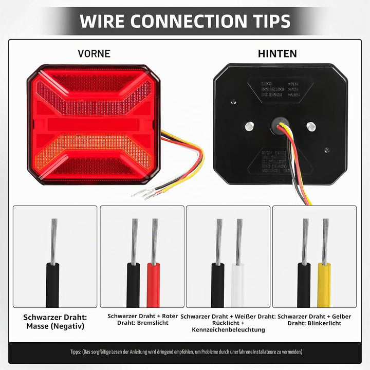 2 Stück Anhänger Rücklichter, IP65 12 V/24 V Superhell Wasserdicht Blinker Bremse Rückwärtsgang Nebe