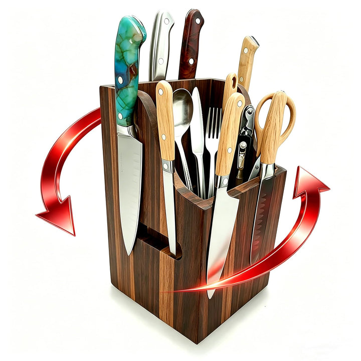 Magnetic Knife Block Without Knife - 360° Rotatable Extra Large Capacity Knife Holder Universal Knif