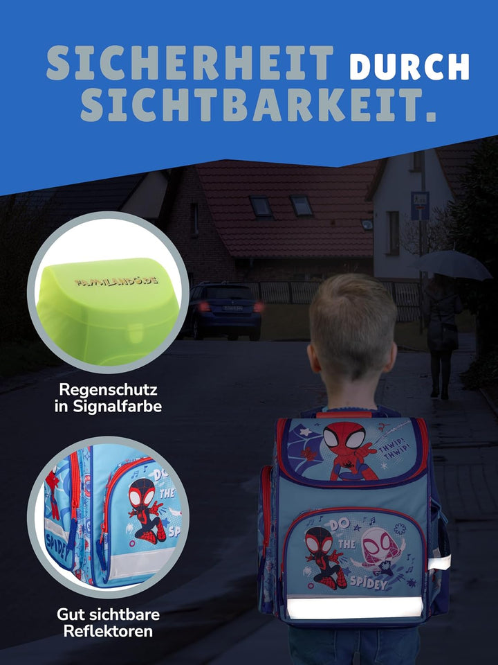 Familando - Schulranzen-Set für Spiderman Fans - Spidey &amp; Friends - 6-teilig mit Sporttasche - Ergon