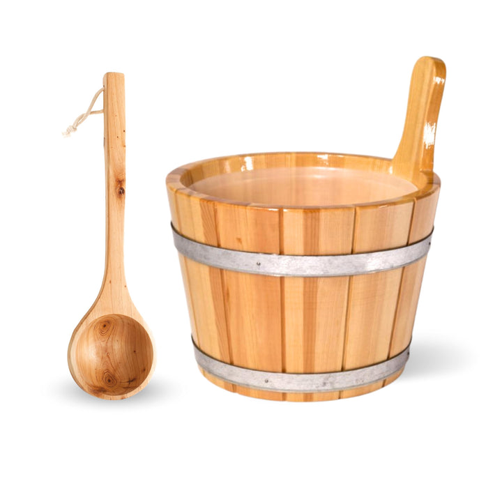 Sauna-Eimer mit Saunakelle aus 100% nordischer Fichte | Deutsches Qualitätsprodukt | 5 Liter Füllvol