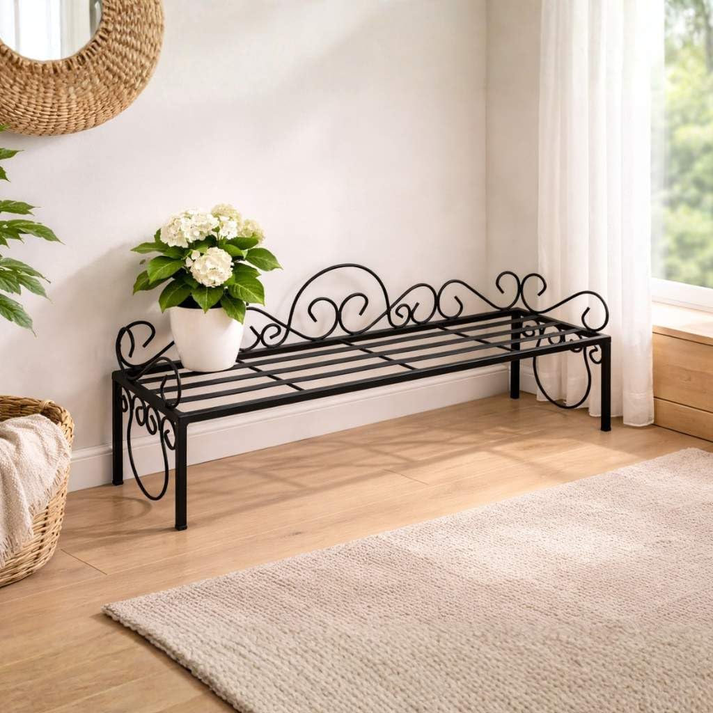 DanDiBo Blumenregal Metall Schwarz 75 cm Blumenständer Mi Blumenbank Blumentreppe Pflanzentreppe Blu