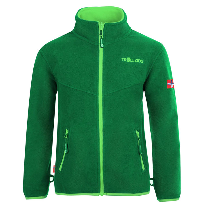 Trollkids Kinder Oppdal XT Fleece Jacke 116 Dunkelgrün / Hellgrün, 116 Dunkelgrün / Hellgrün