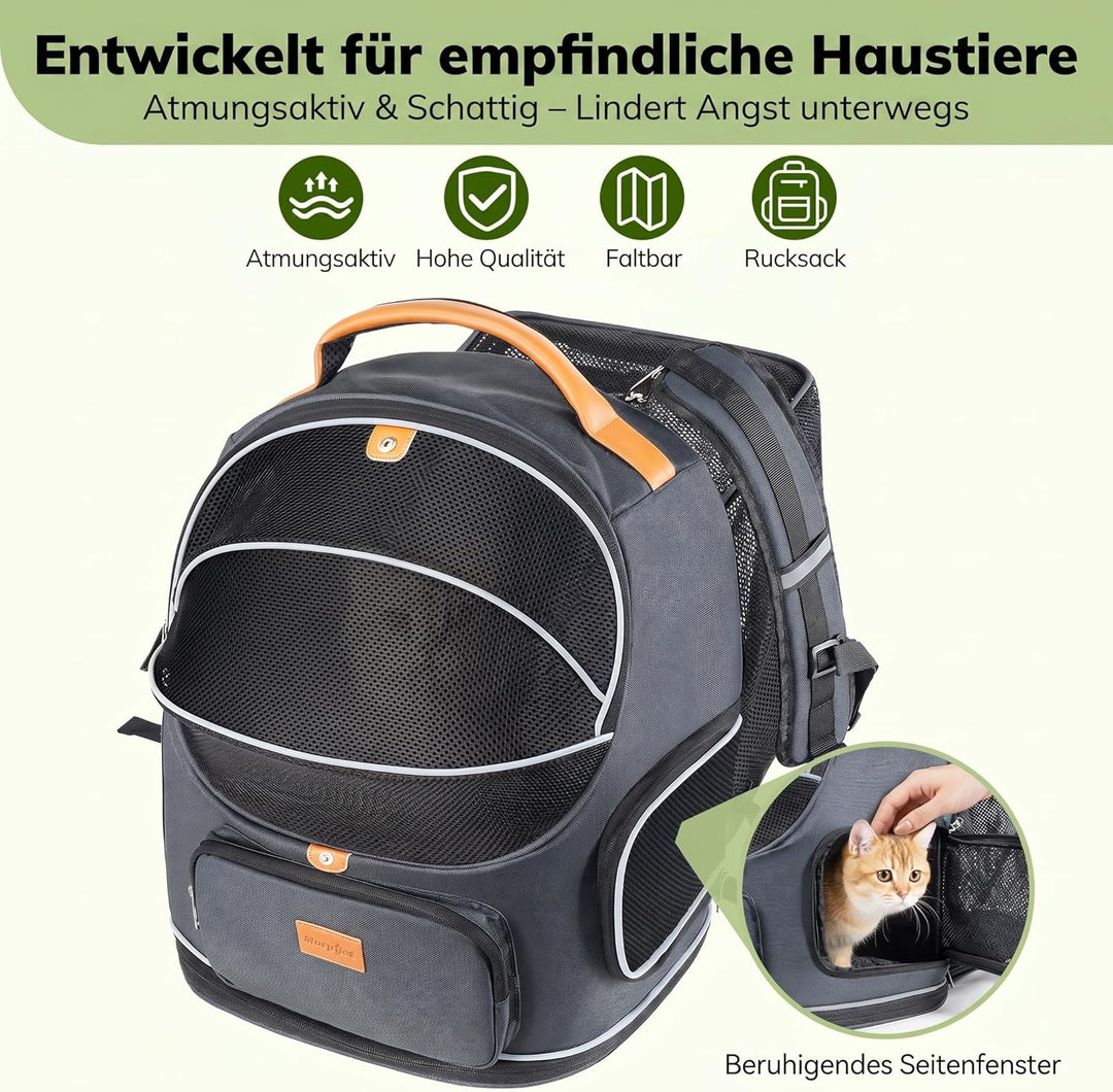Morpilot Erweiterbarer, Faltbarer Katzenrucksack mit atmungsaktivem Netzgewebe, wasserdichter und st