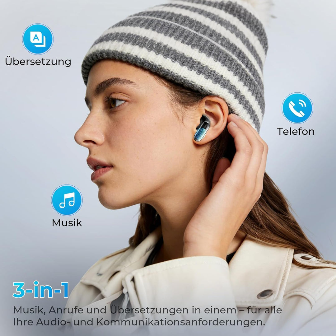 KI Übersetzer Kopfhörer, 3-in-1 Bluetooth 6.0 Übersetzungskopfhörer, 165 Sprachen &amp; 9 Modi, 48 h Akk