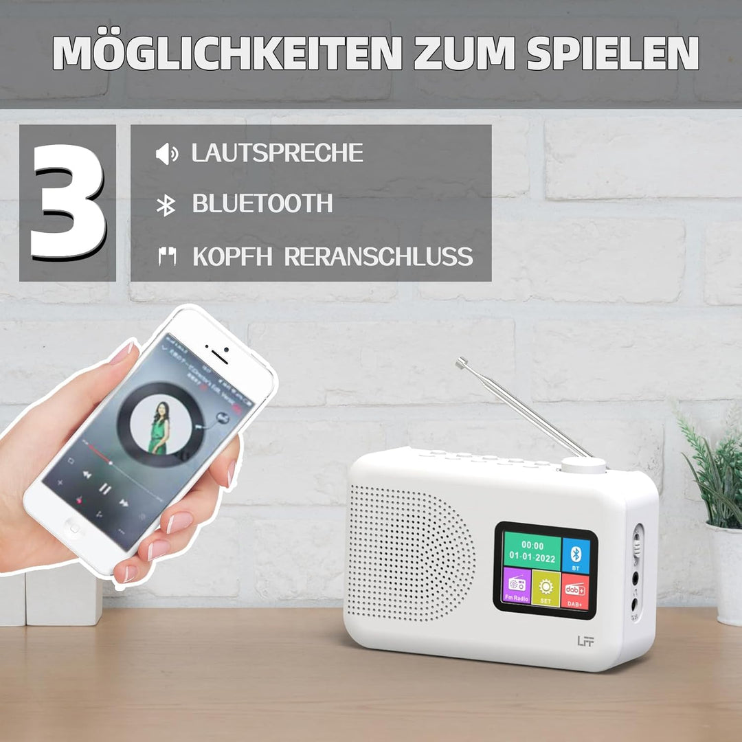 Dab Radio, LFF DAB Digitalradio, Radio Klein UKW-Digitalradio, DAB Plus Radio, Küchenradio mit Kabel