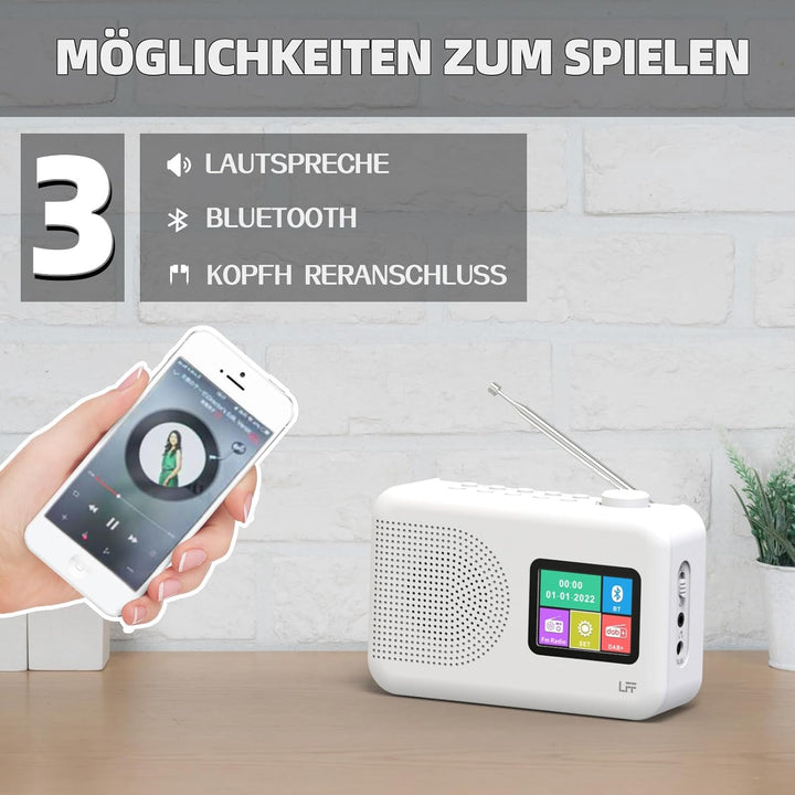 Dab Radio, LFF DAB Digitalradio, Radio Klein UKW-Digitalradio, DAB Plus Radio, Küchenradio mit Kabel