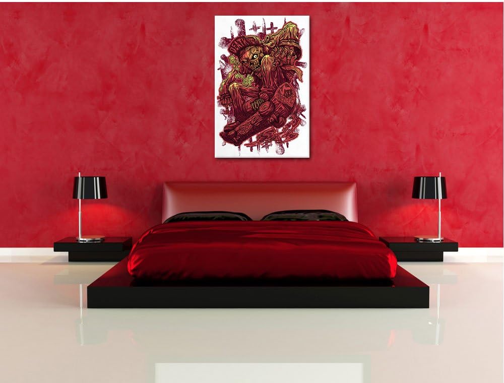 Pixxprint Deadly Skate White Bild auf Leinwand, XXL riesige Bilder fertig gerahmt mit Keilrahmen, Ku