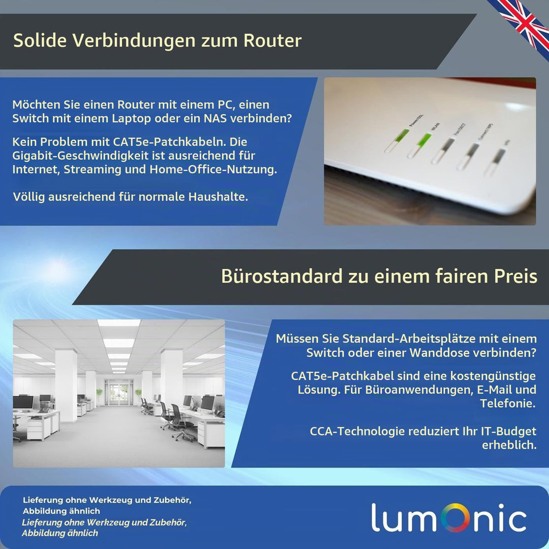 Lumonic LAN Netzwerkkabel 100m | LAN Kabel CAT5e F/UTP | Patchkabel 4x 2x AWG26/7 (verseilt) | 100MH