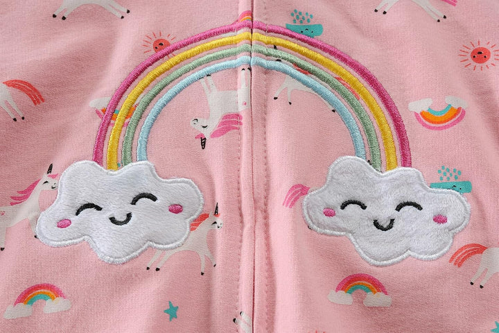 EULLA Kinder Mädchen Zip Up Hoodie Sweatjacke Kapuzenjacke Kapuzenpullover Langarm Baumwolle Einhorn