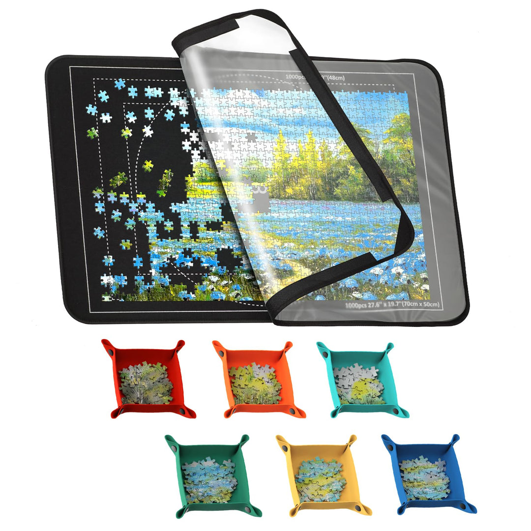 Puzzlematte mit Abdeckung, Puzzlebrett für 1000 500 Teile, 32*22 inches, Rutschfeste Puzzle Board Sa
