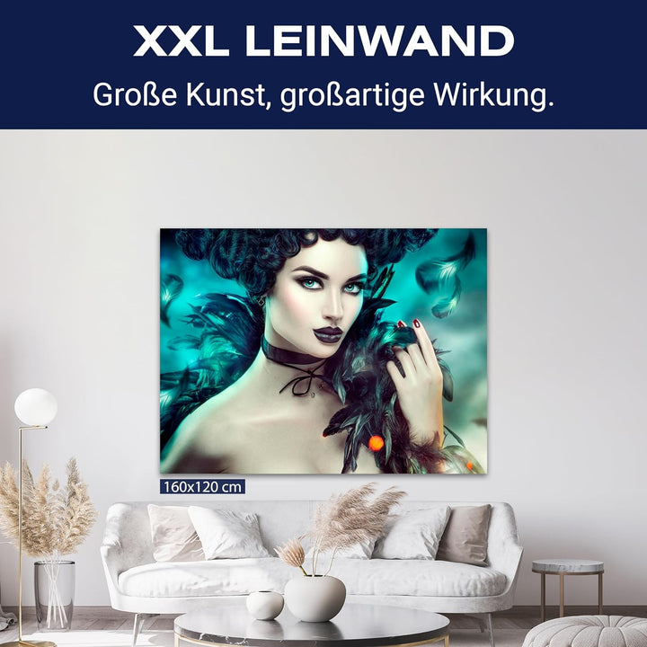wandmotiv24 Leinwandbild Models, 40x30cm, Querformat, Frau, Federn, Deko, Bilder auf Leinwand, Wandd