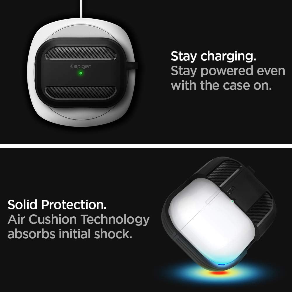 Spigen Rugged Armor Entwickelt für Apple Airpods Pro Hülle Case (2019) - Mattschwarz, Mattschwarz