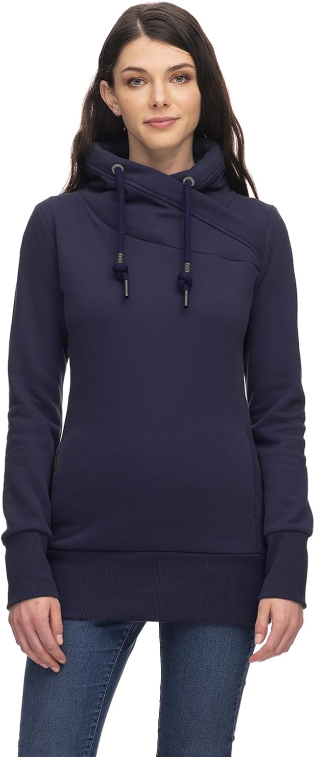 Ragwear NESKA Damen Frauen Kapuzenpulli,Kapuzenpullover,Hoodie,Stehkragen,warm,Seitentaschen S Navy