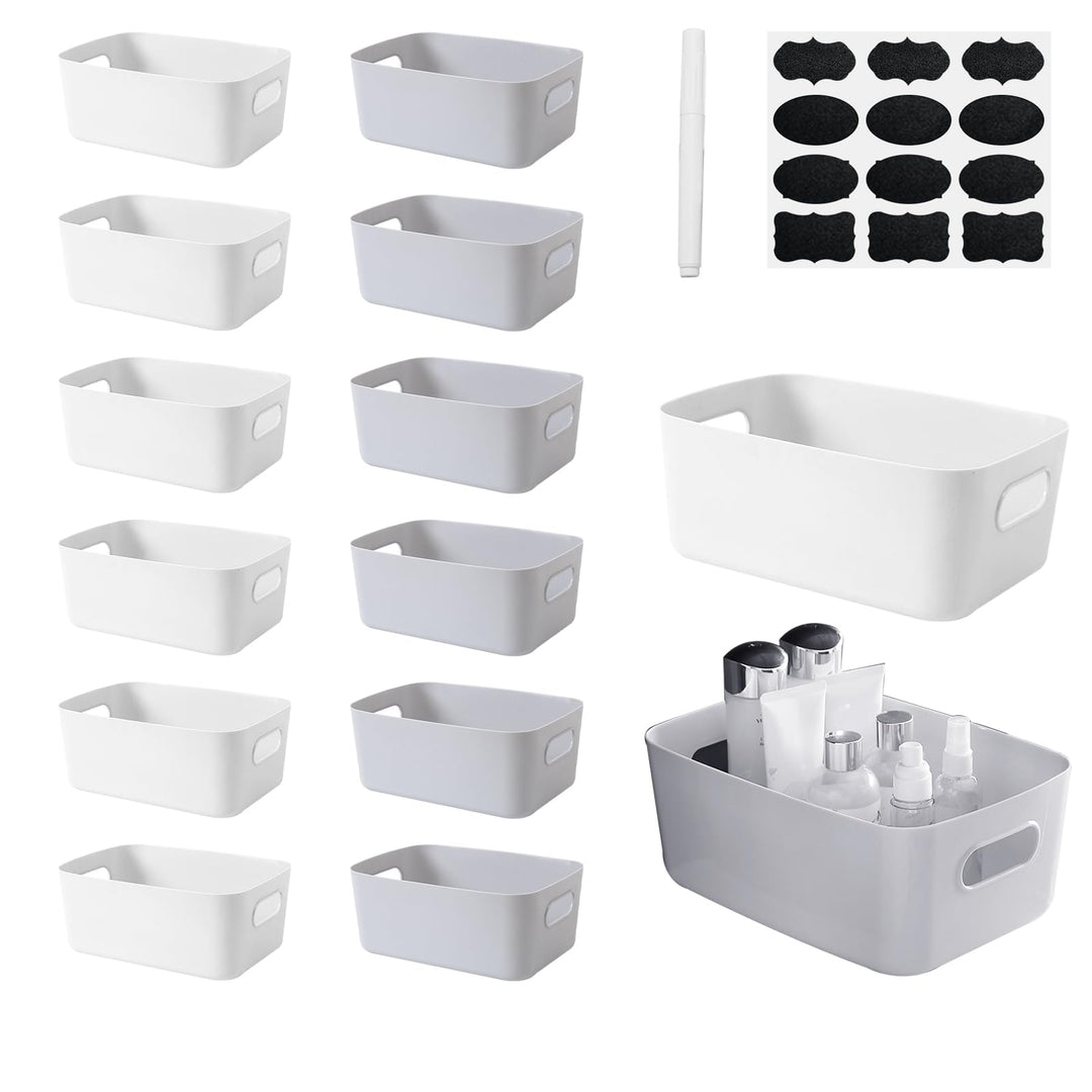 14 Stück Aufbewahrungsbox Kunststoff mit Griffen,21×13×7cm Organizer Küchenschrank,Stapelbar Multifu