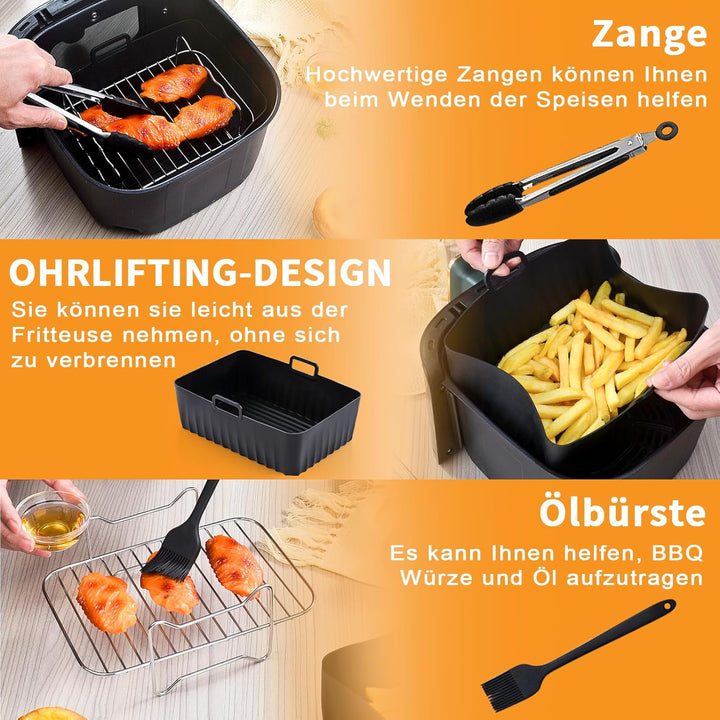 Airfryer Zubehör Set für Ninja Foodi AF300EU AF400EU, Hunnycook 10Pcs Airfryer Zubehör für 7.6L-9.5L