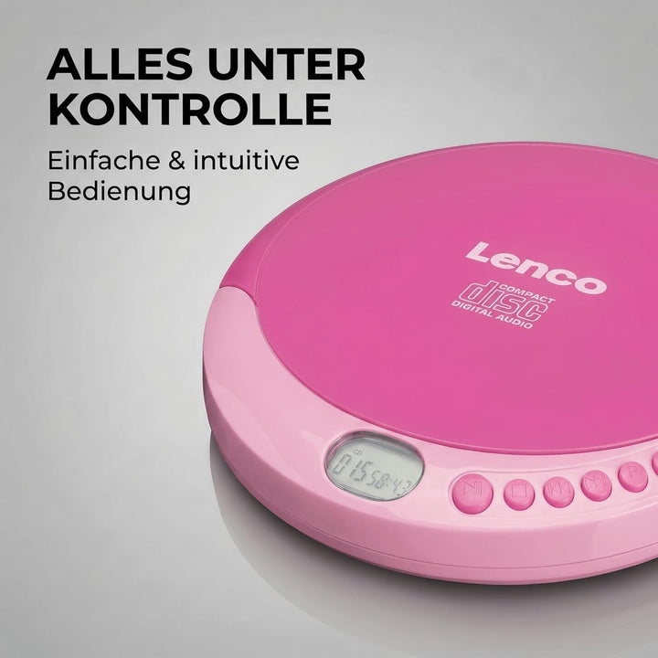 Lenco CD-011 - Tragbarer CD-Player Walkman - Diskman - CD Walkman - Mit Kopfhörern und Micro USB Lad